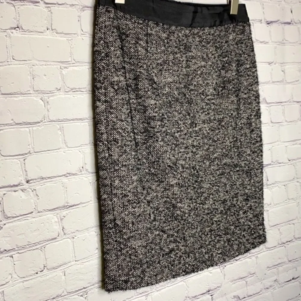 Boden A-Line Pencil Skirt Tweed Wool Blend Black‎
